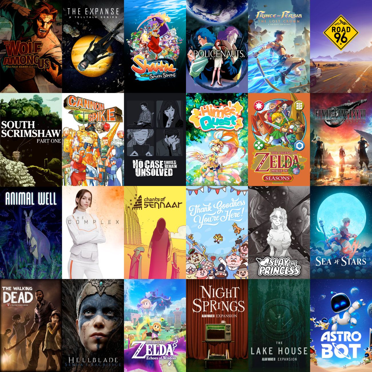 A 6x4 grid of game covers from the every game I finished in 2024.